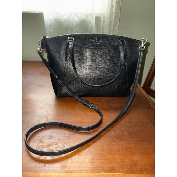 Kate Spade Monica Pebbled Leather Crossbody Bag Purse Black WKR00258 - MSRP $279